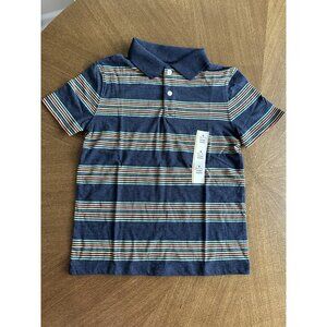 NEW Boys Cat & Jack Short Sleeve Polo Shirt Pullover Top Blue Green Stripe S 6/7
